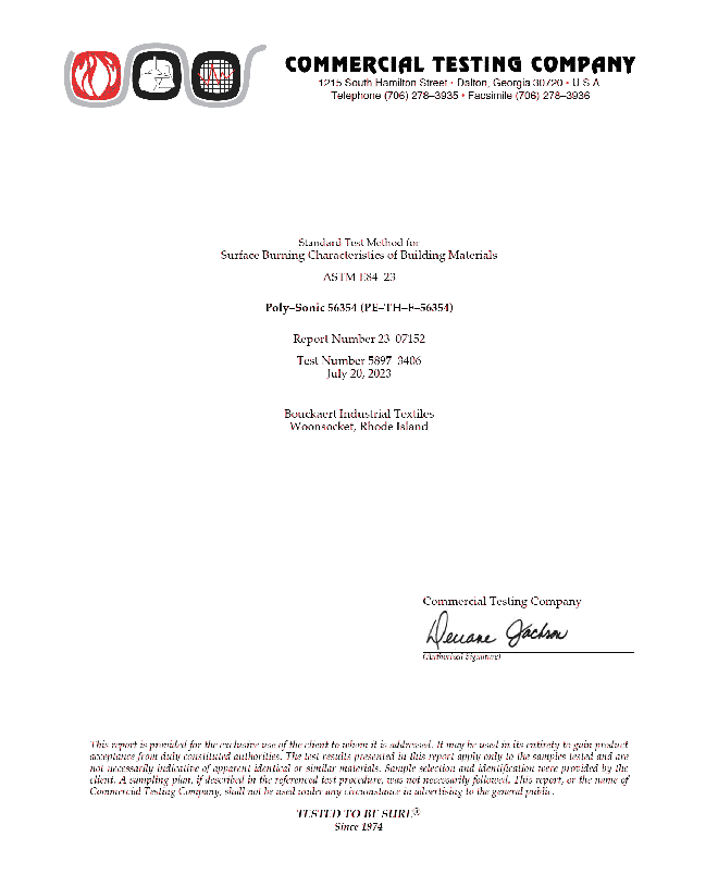 Poly-Sonic 56354 (PE-TH-F-56354) Test Results